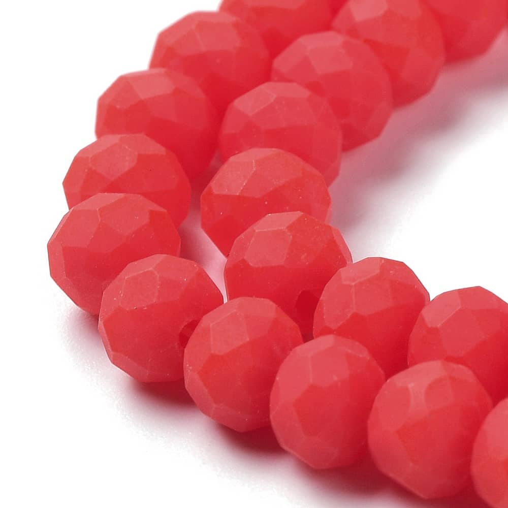 3mm Red Opaque Rondelle Beads
