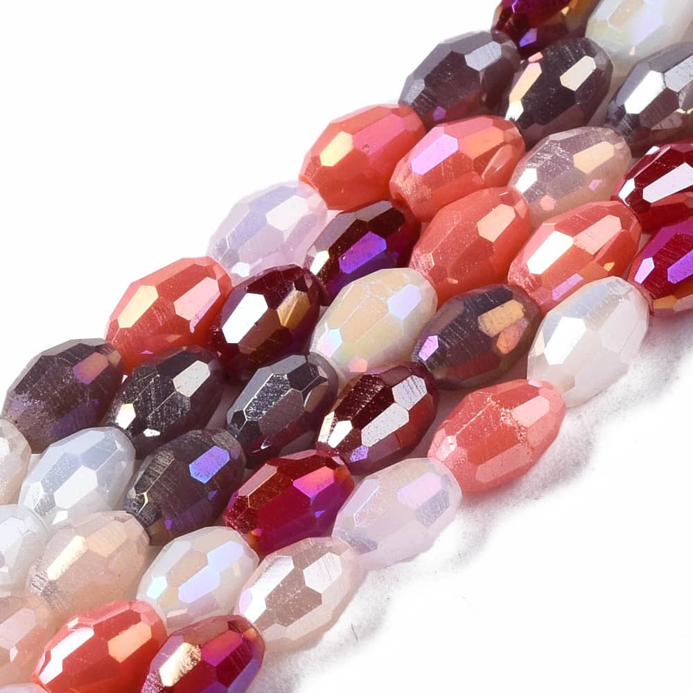 Glass Rice Beads - Dark Red Mix