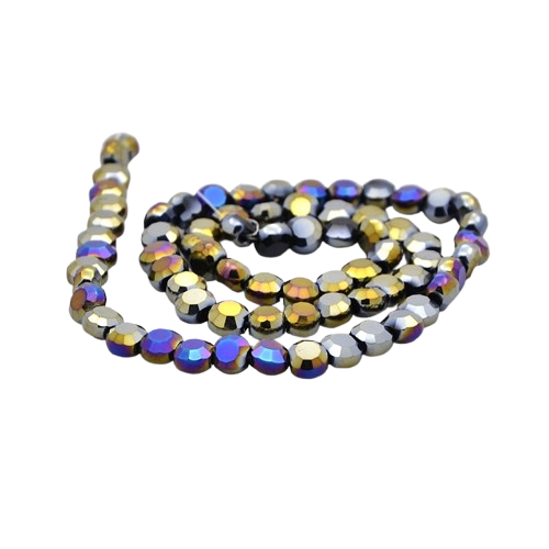 6mm Glass Multicoloured AB Coin Beads