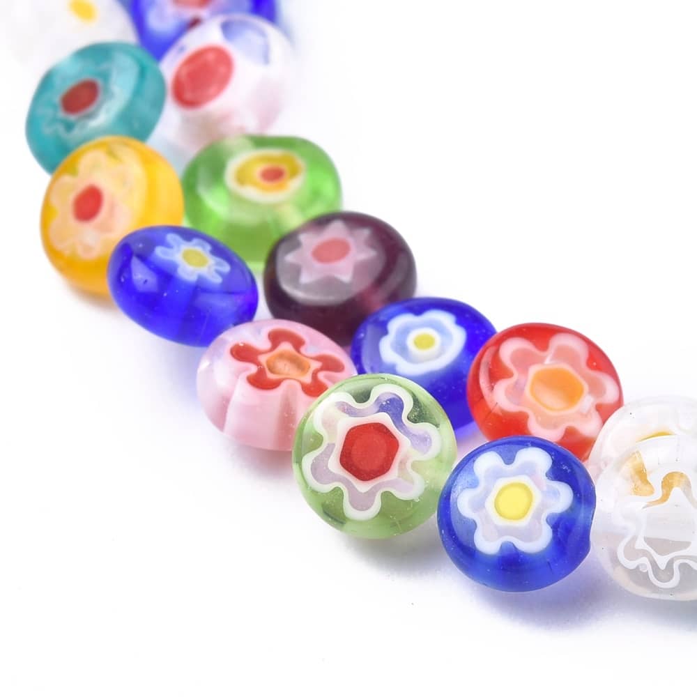 6mm Flat Millefiori Glass Beads