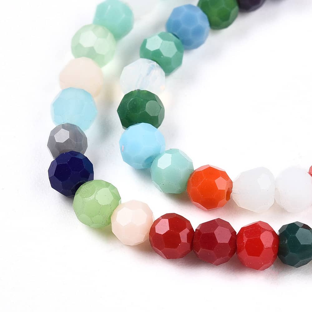 6mm Multicoloured Opaque Facetted Round Beads