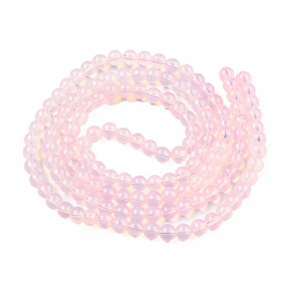 6mm Pink Opalite Imitation Glass Beads