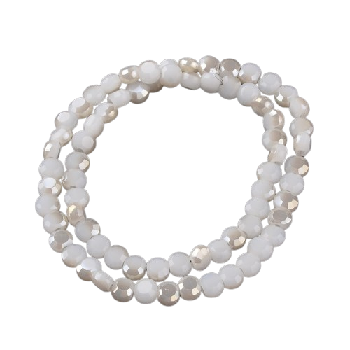 6mm Glass White AB Coin Beads