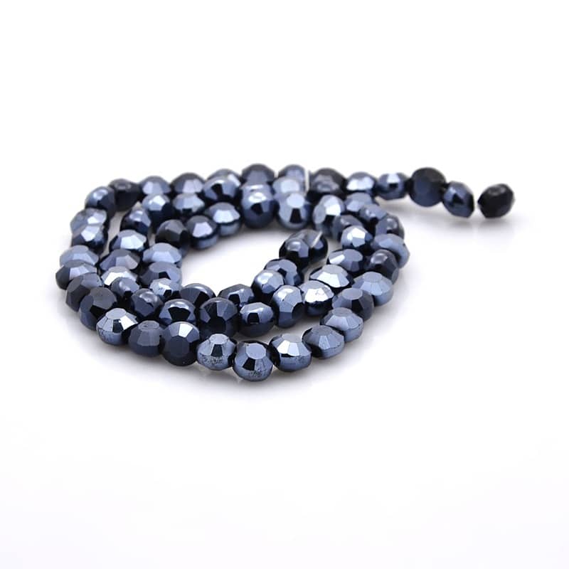 6mm Glass Hematite Coated Coin Beads