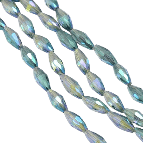 Dark Cyan Glass Rice Beads