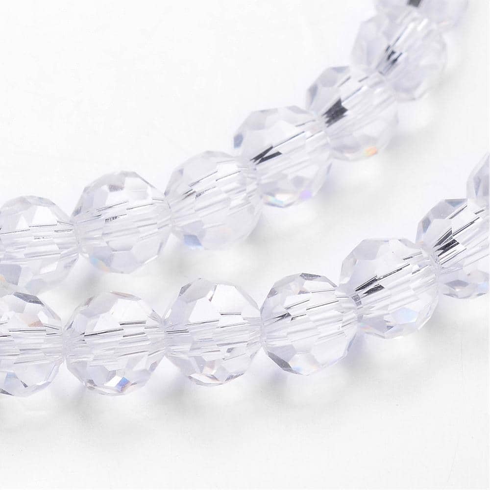 6mm Clear Facetted Round Beads