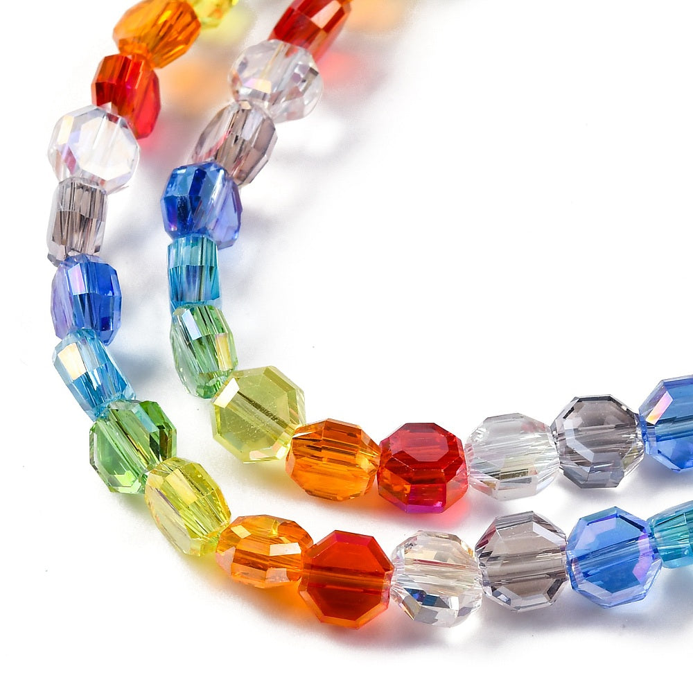 6mm Glass Rainbow Coin Beads