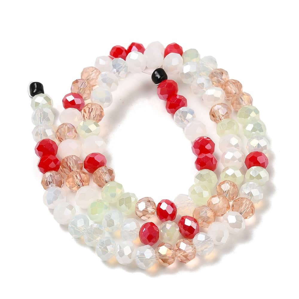 Mixed Red and White Rondelle Strands