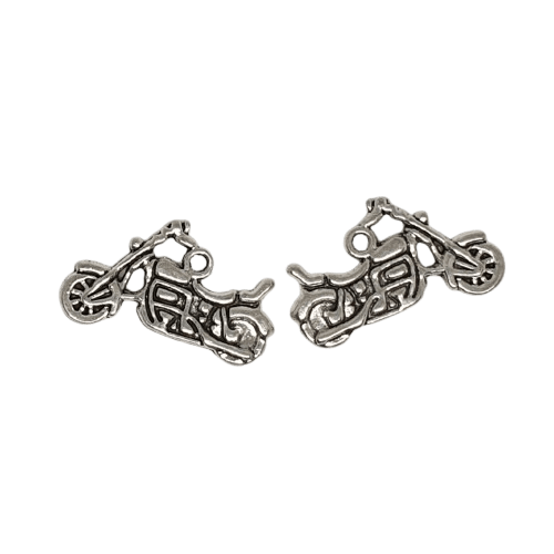 Antique silver tone motorbike charm image 0