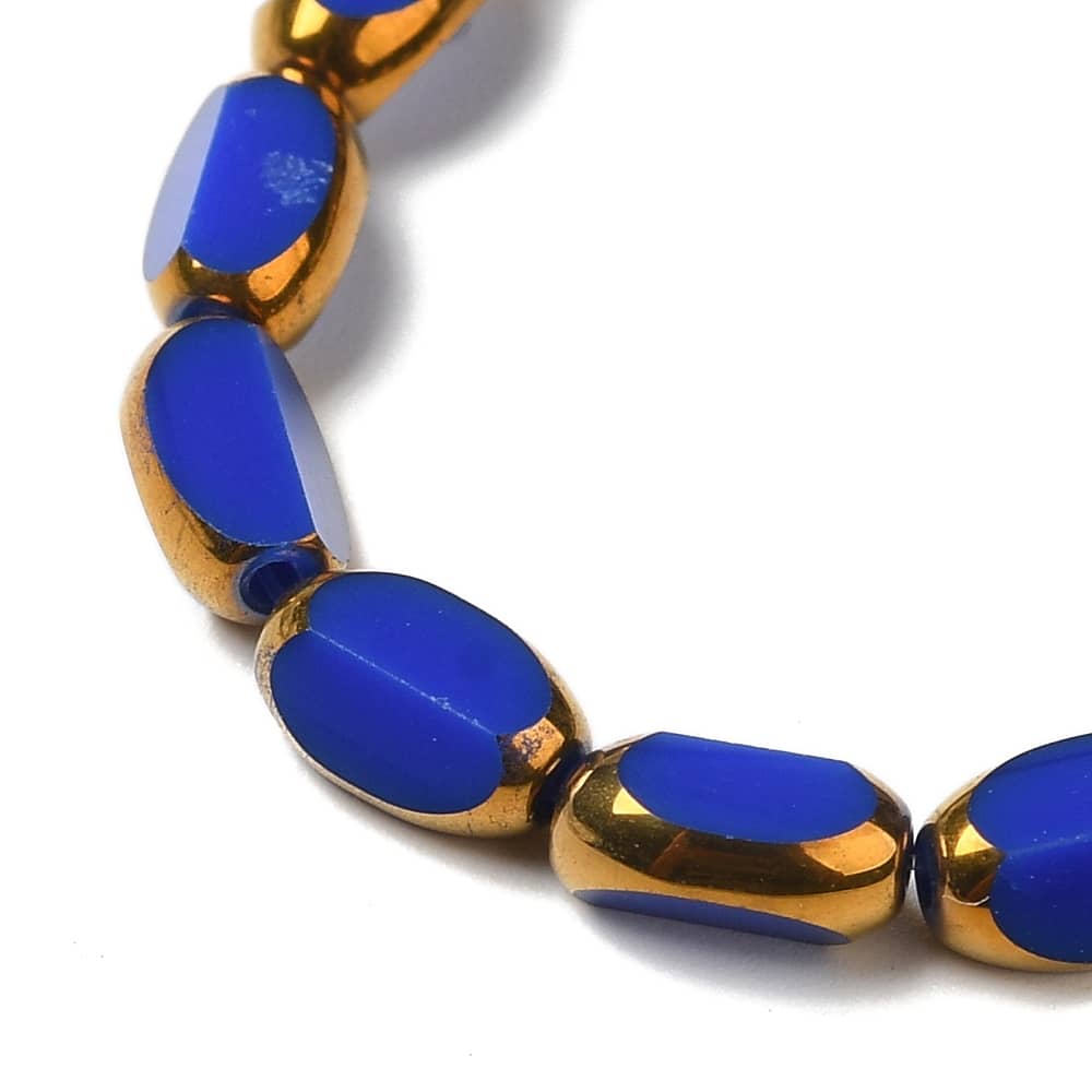 Electroplate Oval Blue Beads
