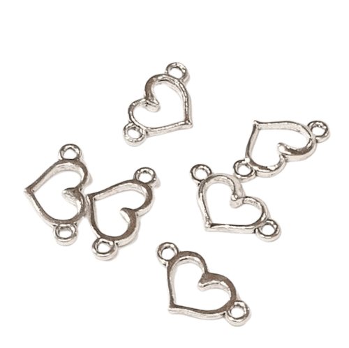 Silver Tone Heart Connector Link image 0