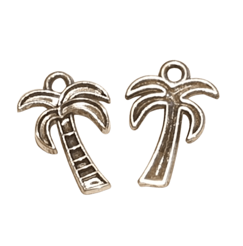 Silver tone beach themed palm tree charm image 0