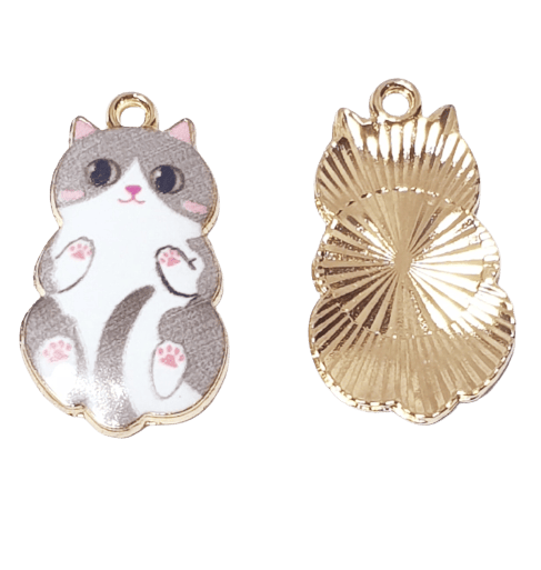 Enamel Grey Cat Charm image 0