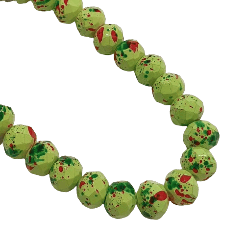 Lime Paint Splash 8mm Glass Rondelles image 0