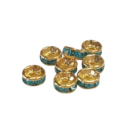 6mm Gold Plated Rhinestone Spacer Beads image 0
