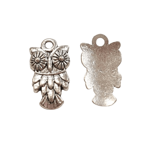 Antique Silver Owl Charm image 0