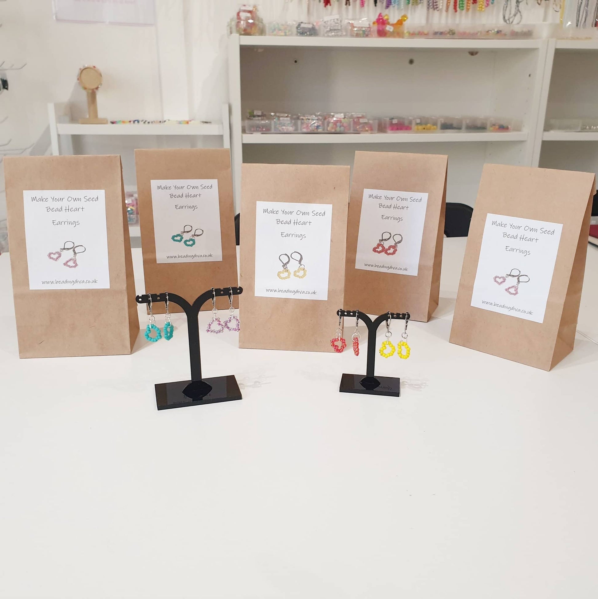 Make Your Own Seed Bead Heart Earrings image 0