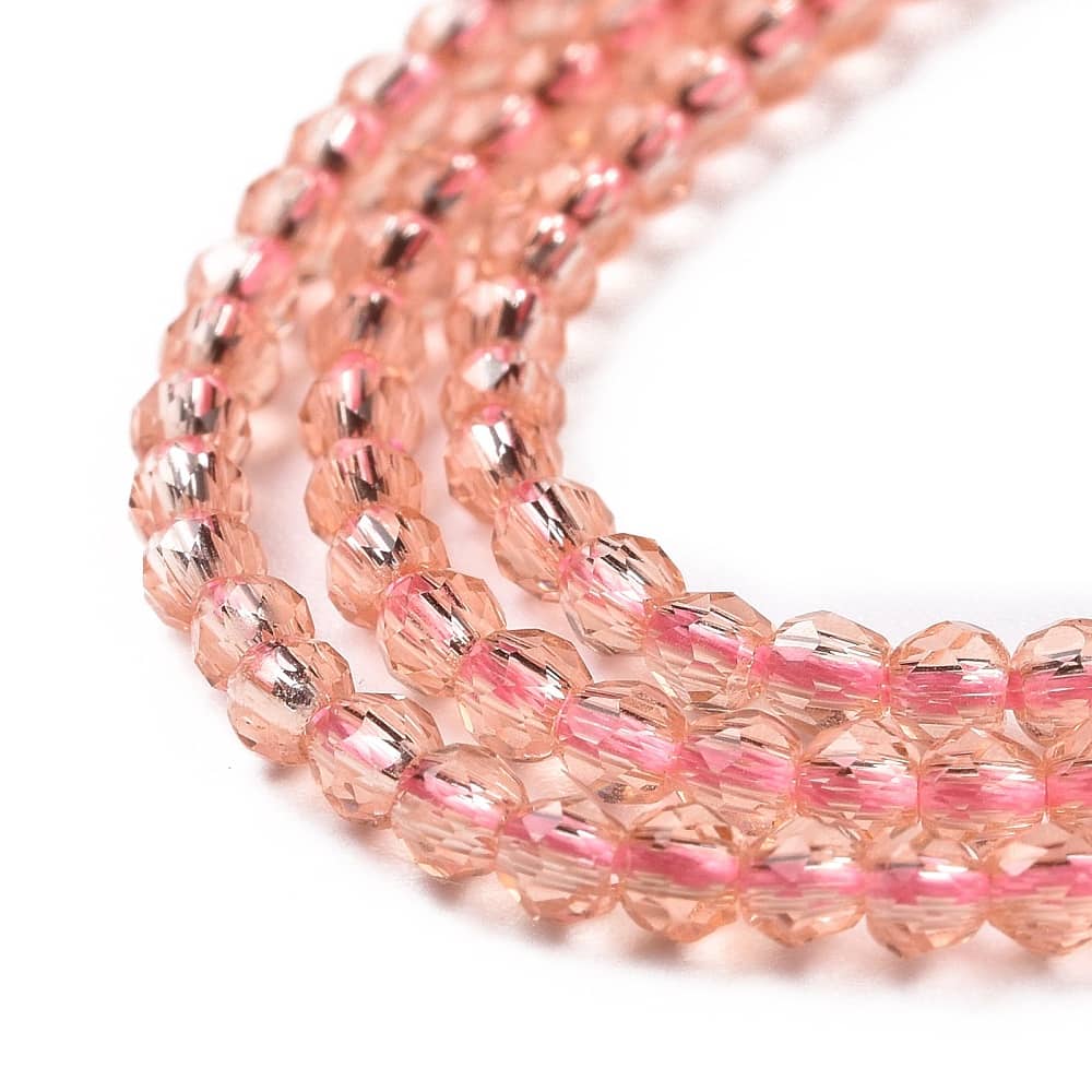 2mm Light Salmon Facetted Round Beads
