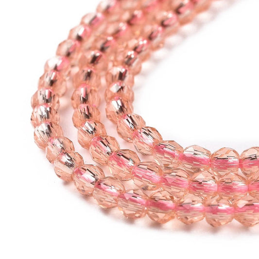 2mm Light Salmon Facetted Round Beads