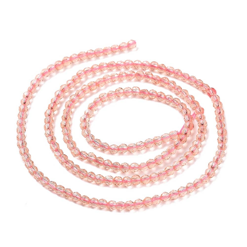2mm Light Salmon Facetted Round Beads