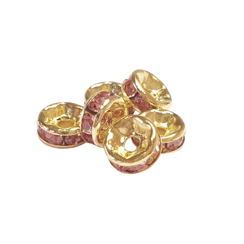 6mm Gold Plated Rhinestone Spacer Beads image 4