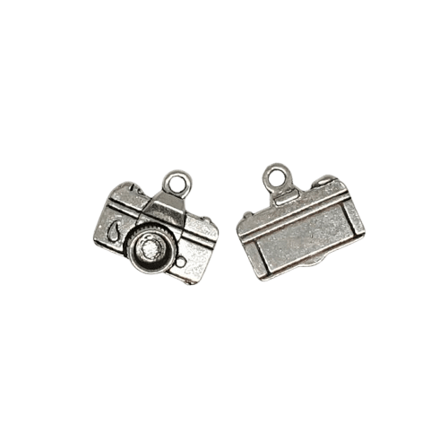 Antique silver tone camera charm image 0