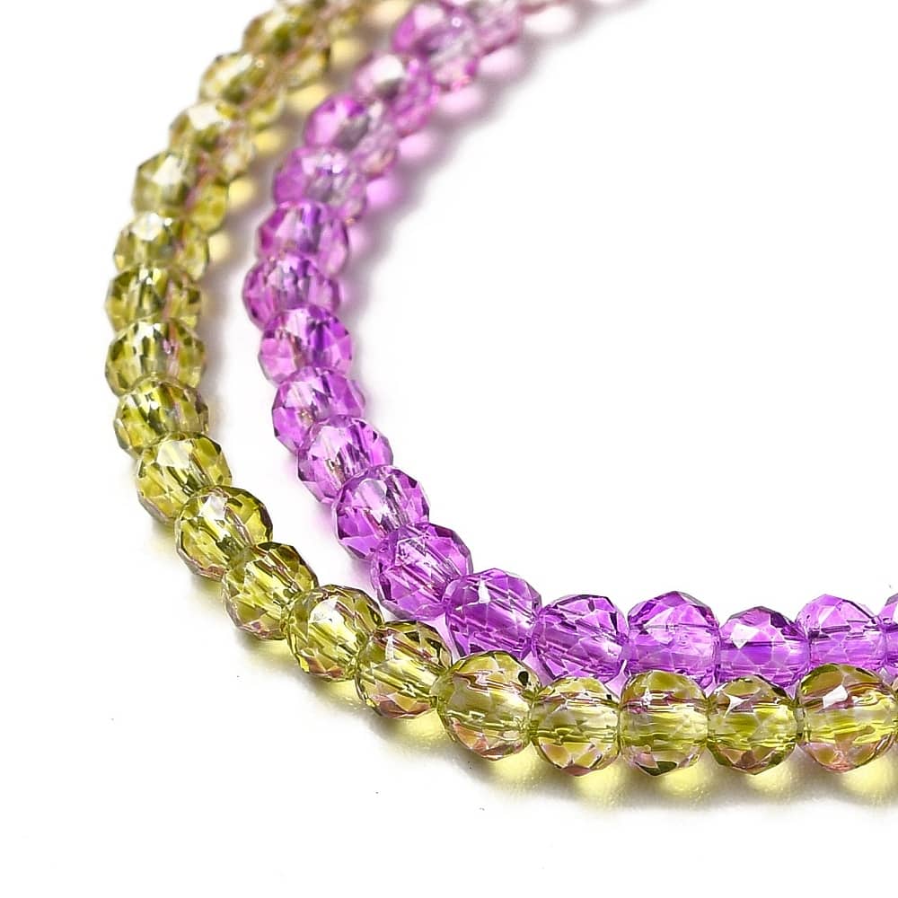 3mm Gradient Olive & Purple Coloured Facetted Beads