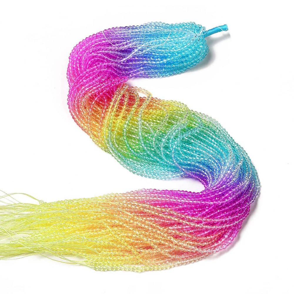 3mm Gradient Rainbow Coloured Facetted Beads