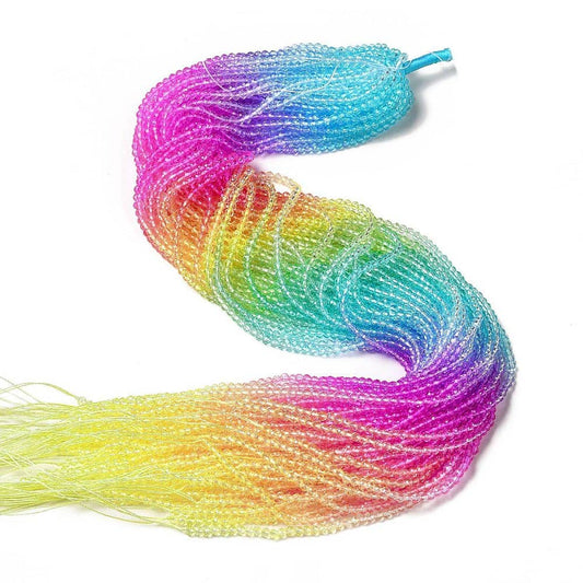 3mm Gradient Rainbow Coloured Facetted Beads