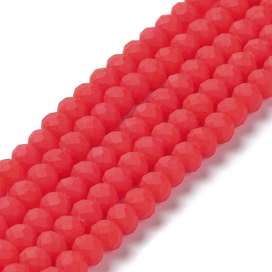 3mm Red Opaque Rondelle Beads