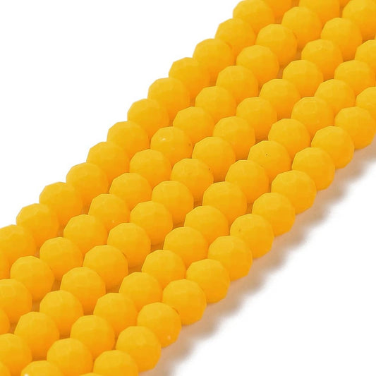 3mm Yellow Opaque Rondelle Beads