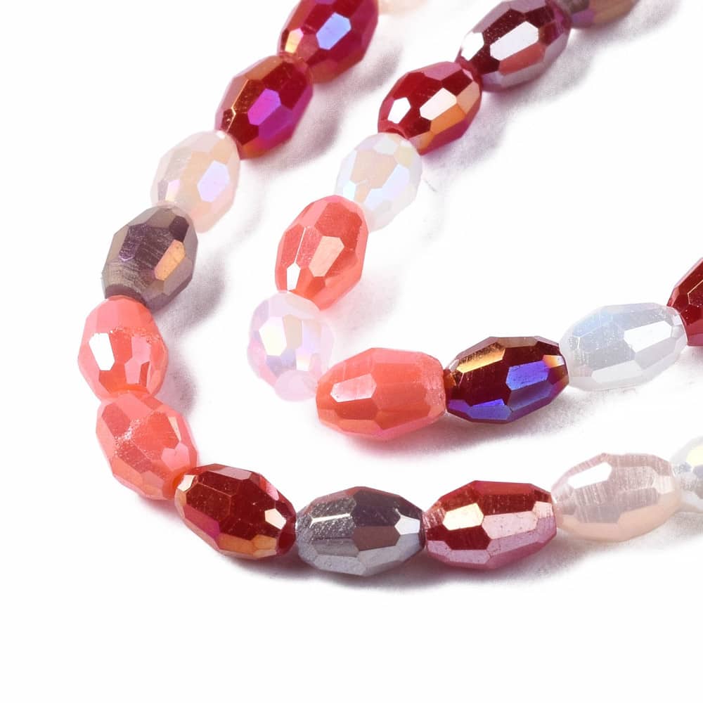 Glass Rice Beads - Dark Red Mix
