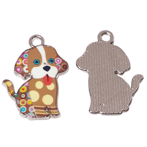 Enamel Brown Spotty Dog Charm image 0