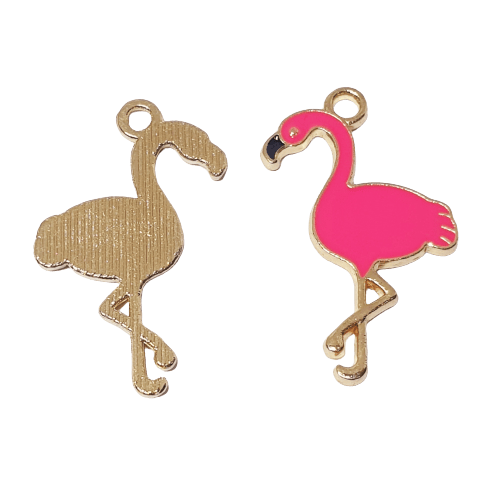 Enamel Pink Flamingo Charm image 0