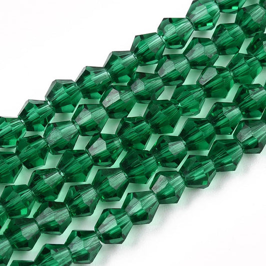 4mm Green Bicone Beads