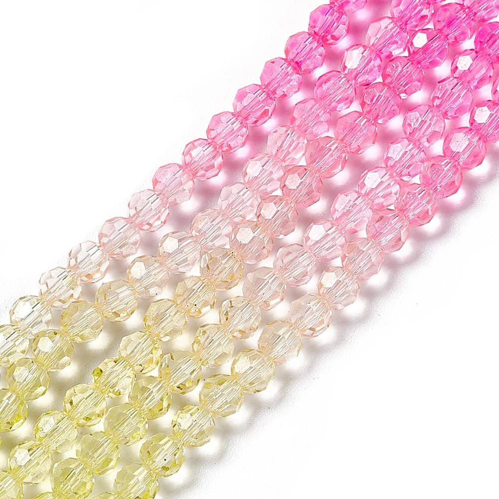 4mm Pink and Yellow Bicone Strand