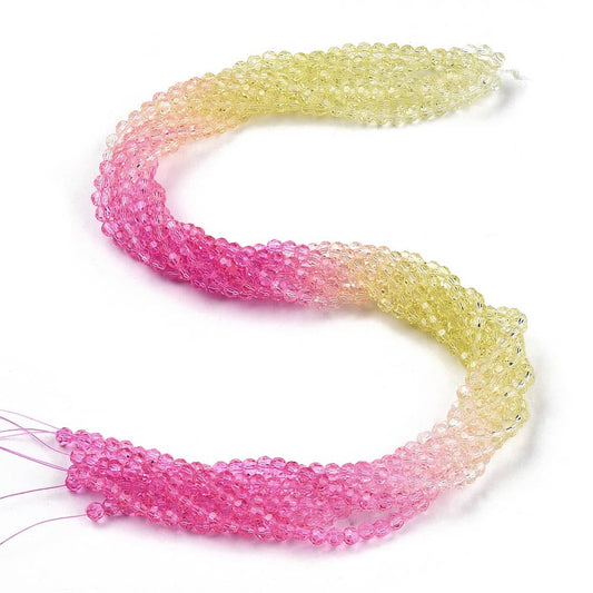 4mm Pink and Yellow Bicone Strand
