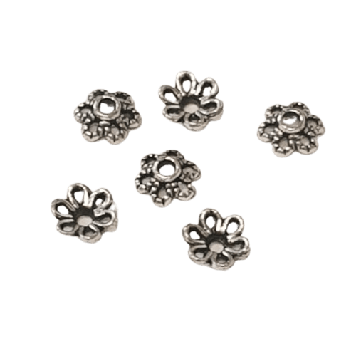 6mm antique silver bead caps image 0