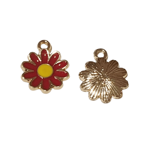 Enamel Red Daisy Charm image 0