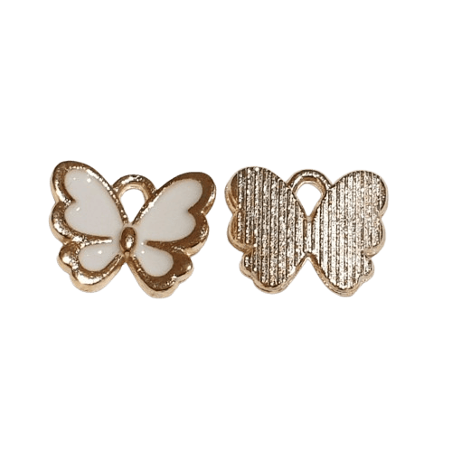 Enamel White and Gold Butterfly Charm image 0