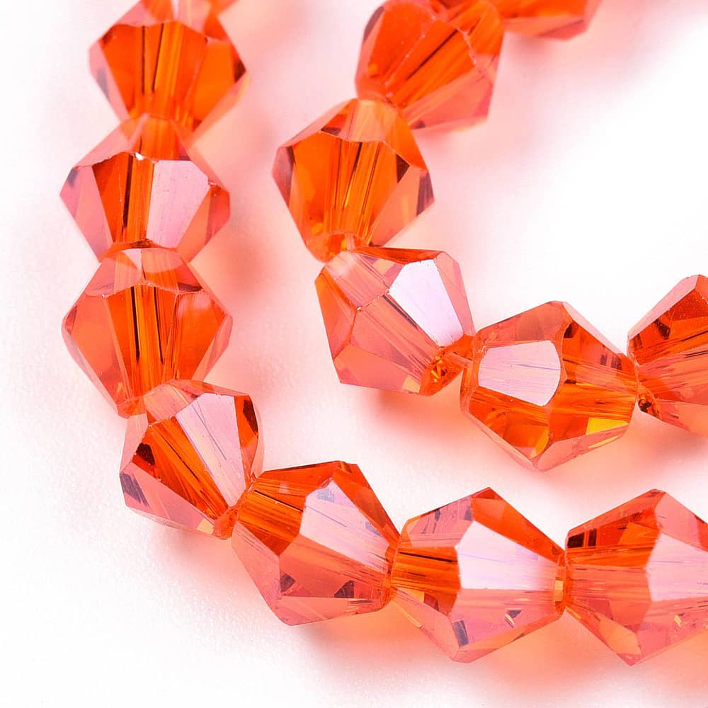 6mm Coral Bicone Beads