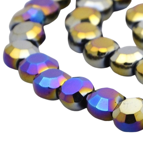 6mm Glass Multicoloured AB Coin Beads