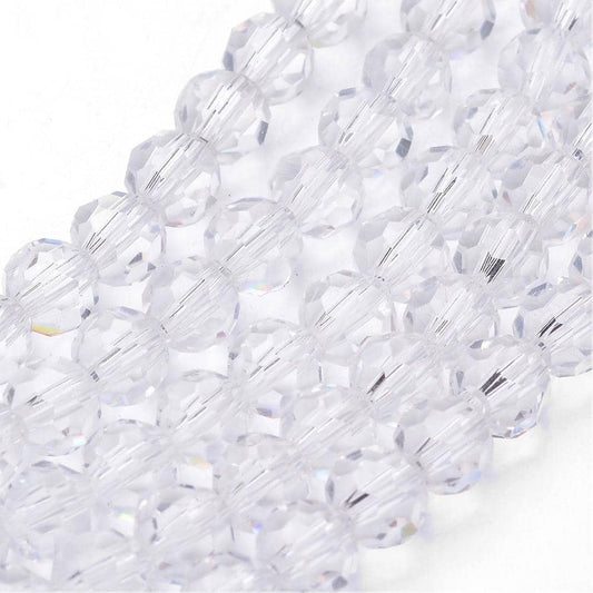 6mm Clear Facetted Round Beads