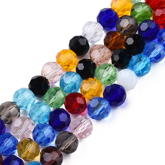 6mm Multicoloured Facetted Round Beads