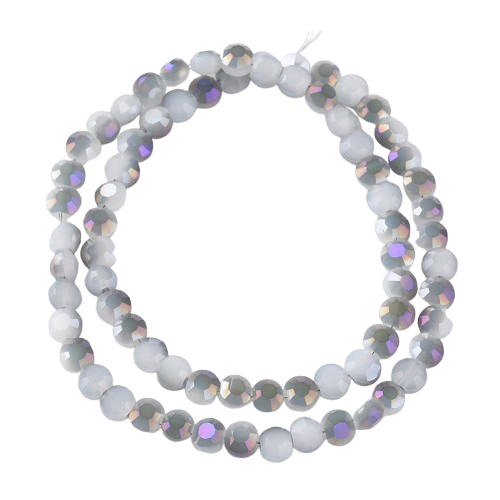 6mm Glass Grey AB Coin Beads