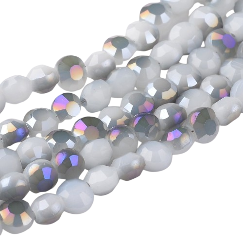 6mm Glass Grey AB Coin Beads