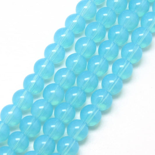 6mm Light Blue Opalite Imitation Glass Beads