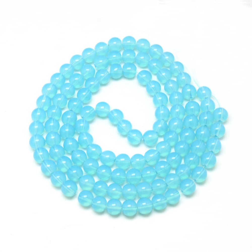 6mm Light Blue Opalite Imitation Glass Beads