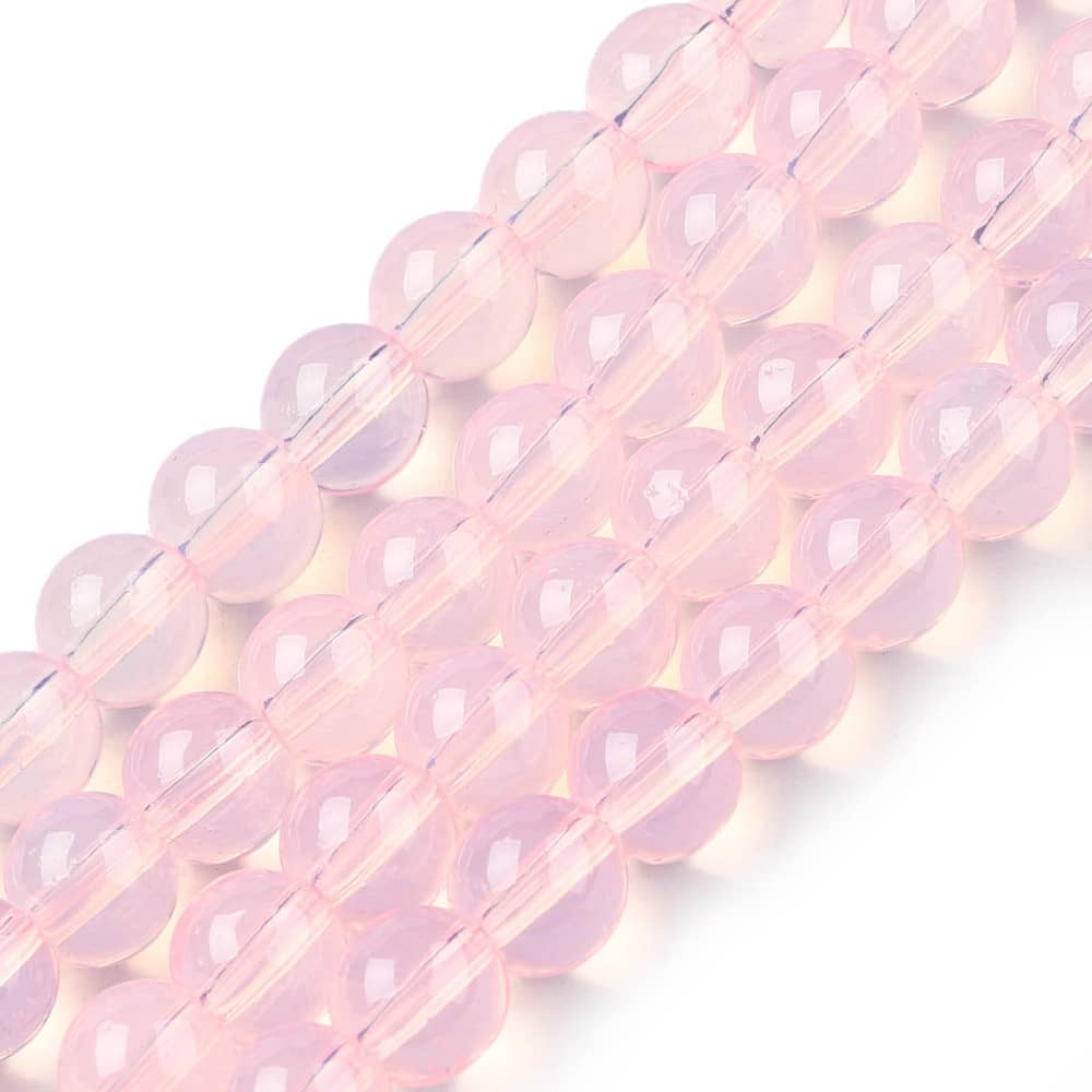 6mm Pink Opalite Imitation Glass Beads