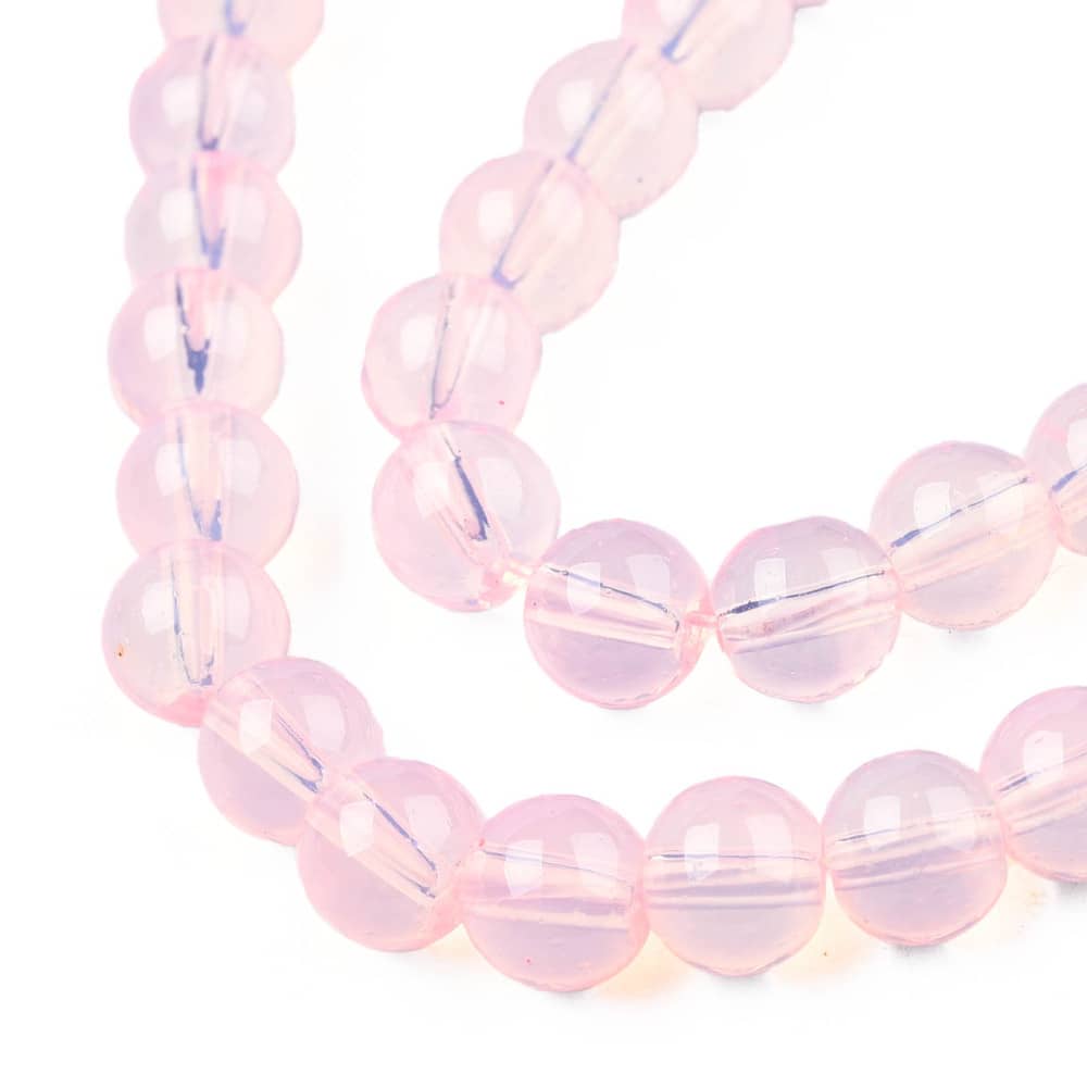 6mm Pink Opalite Imitation Glass Beads
